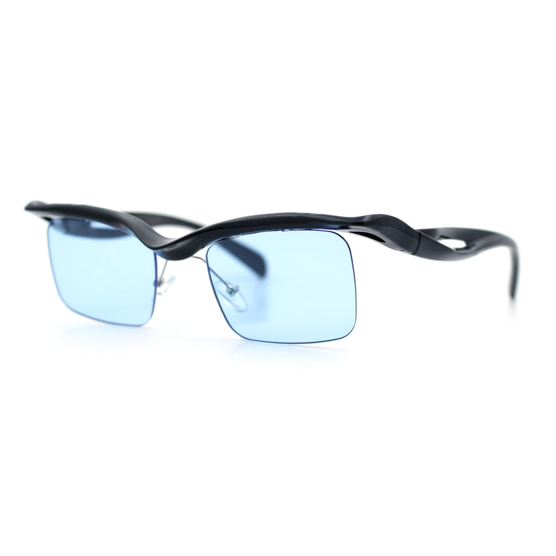 Aerodynamic Streamline Plastic Half Rim Rimless Rectangle Fashion Sunglasses
