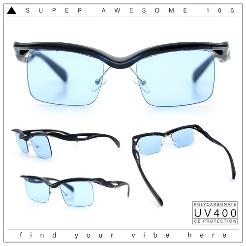 Aerodynamic Streamline Plastic Half Rim Rimless Rectangle Fashion Sunglasses