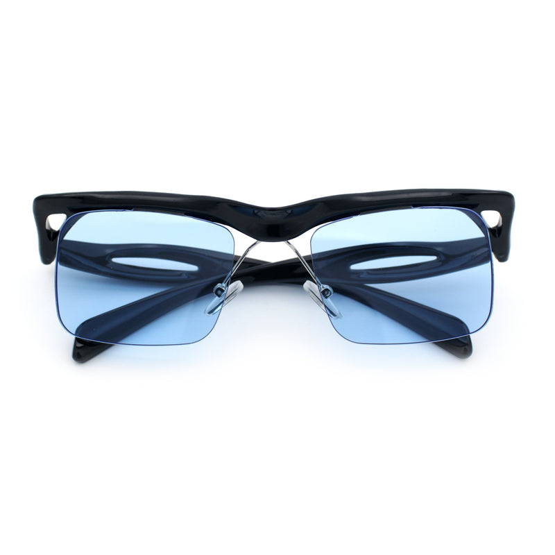 Aerodynamic Streamline Plastic Half Rim Rimless Rectangle Fashion Sunglasses
