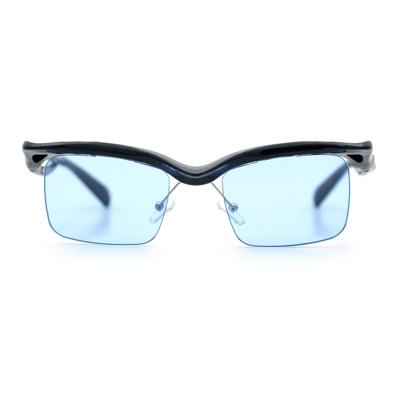 Aerodynamic Streamline Plastic Half Rim Rimless Rectangle Fashion Sunglasses