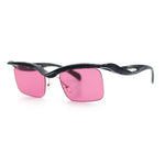 Aerodynamic Streamline Plastic Half Rim Rimless Rectangle Fashion Sunglasses