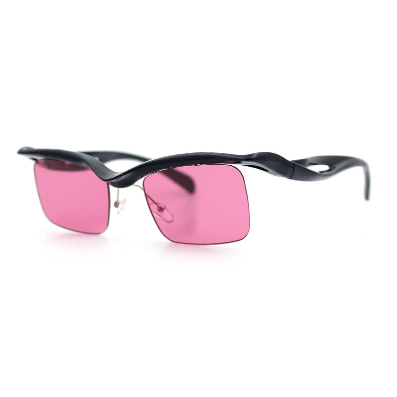 Aerodynamic Streamline Plastic Half Rim Rimless Rectangle Fashion Sunglasses