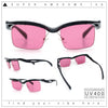 Aerodynamic Streamline Plastic Half Rim Rimless Rectangle Fashion Sunglasses