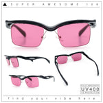 Aerodynamic Streamline Plastic Half Rim Rimless Rectangle Fashion Sunglasses