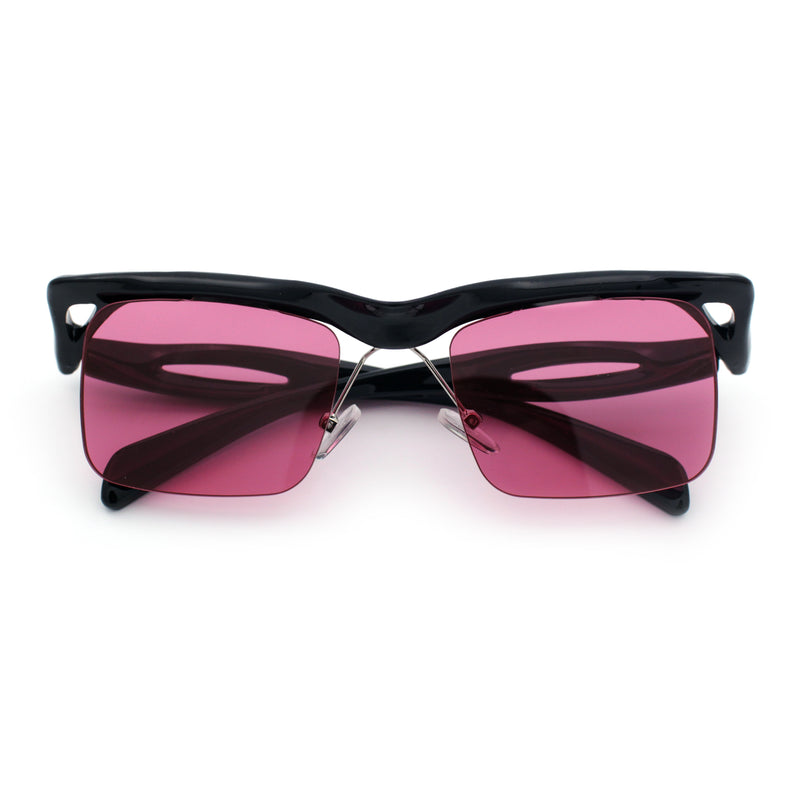 Aerodynamic Streamline Plastic Half Rim Rimless Rectangle Fashion Sunglasses