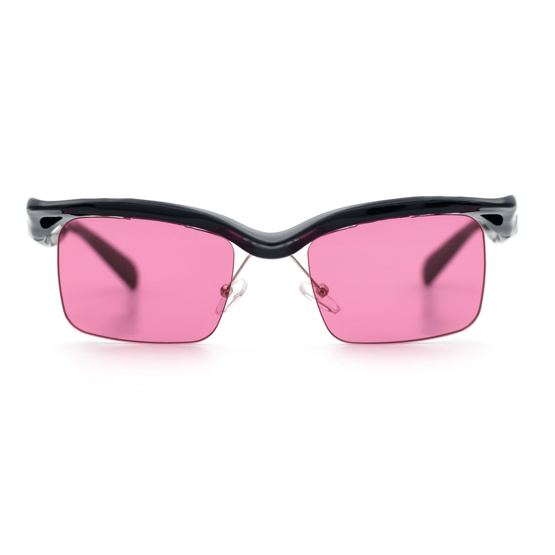 Aerodynamic Streamline Plastic Half Rim Rimless Rectangle Fashion Sunglasses