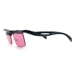 Aerodynamic Streamline Plastic Half Rim Rimless Rectangle Fashion Sunglasses