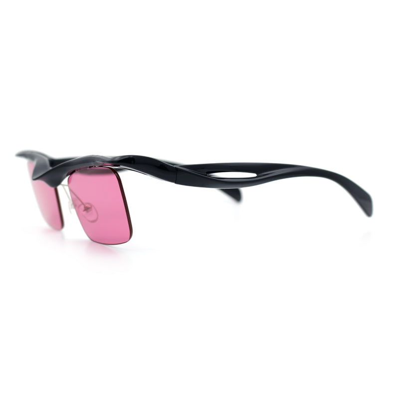 Aerodynamic Streamline Plastic Half Rim Rimless Rectangle Fashion Sunglasses