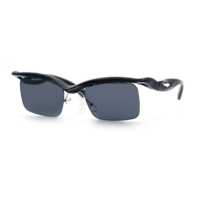Aerodynamic Streamline Plastic Half Rim Rimless Rectangle Fashion Sunglasses