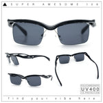 Aerodynamic Streamline Plastic Half Rim Rimless Rectangle Fashion Sunglasses