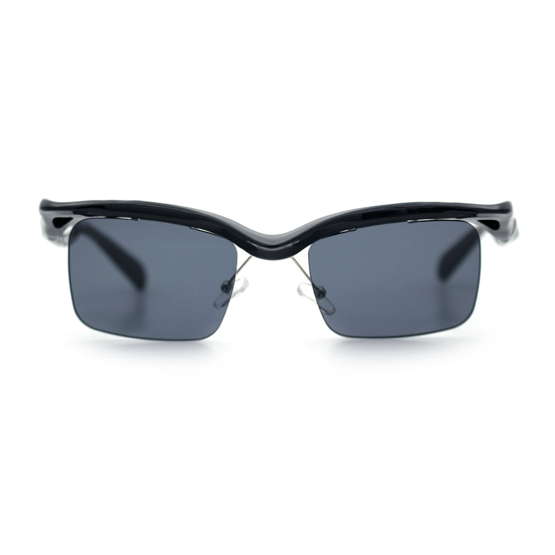 Aerodynamic Streamline Plastic Half Rim Rimless Rectangle Fashion Sunglasses