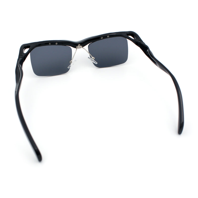 Aerodynamic Streamline Plastic Half Rim Rimless Rectangle Fashion Sunglasses
