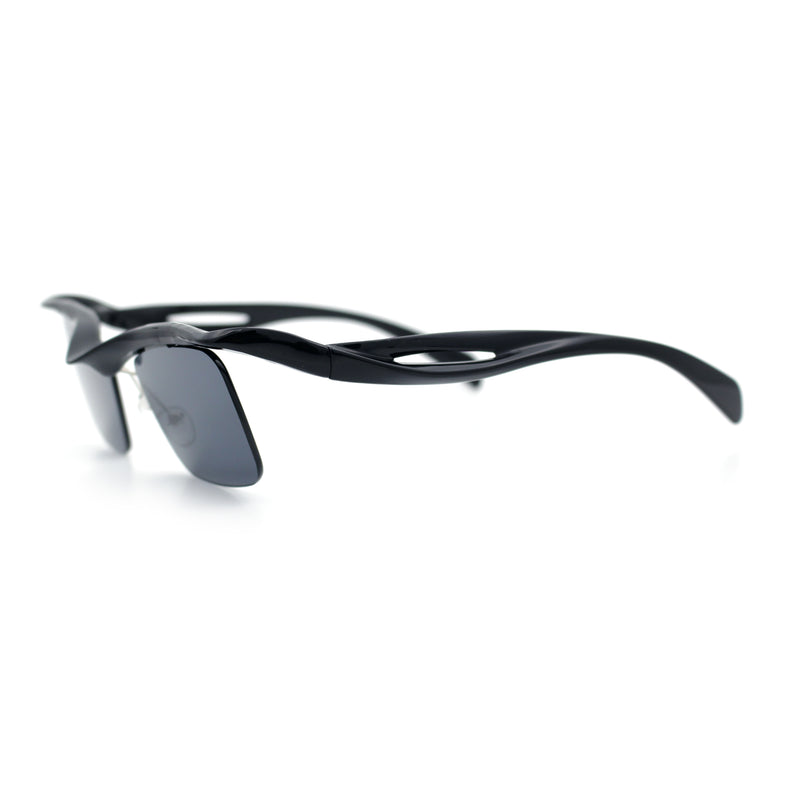 Aerodynamic Streamline Plastic Half Rim Rimless Rectangle Fashion Sunglasses
