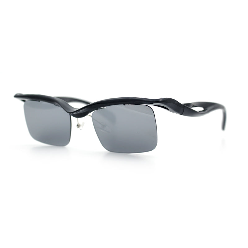 Aerodynamic Streamline Plastic Half Rim Rimless Rectangle Fashion Sunglasses