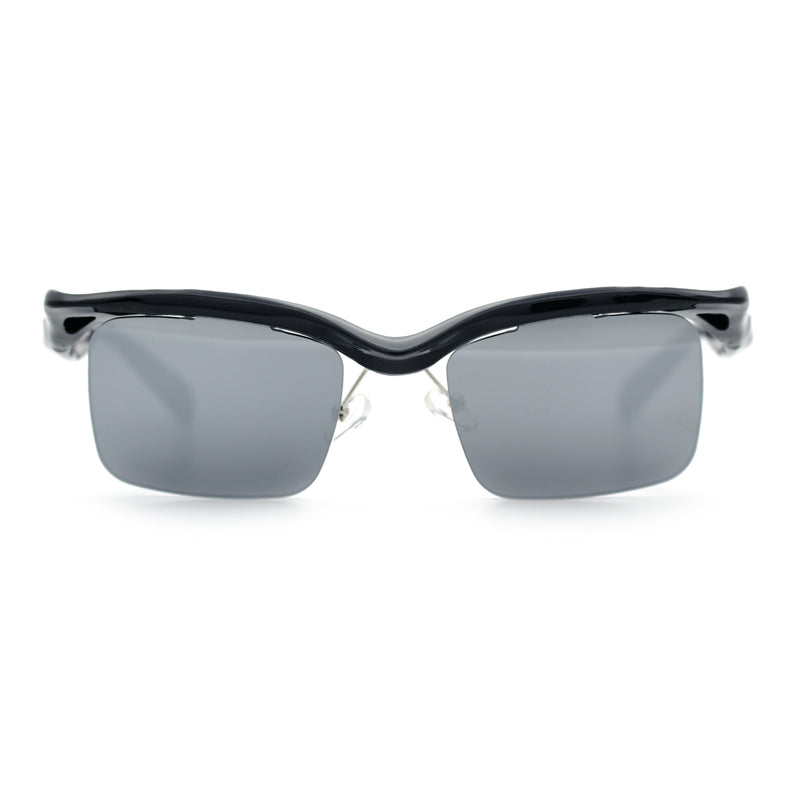 Aerodynamic Streamline Plastic Half Rim Rimless Rectangle Fashion Sunglasses