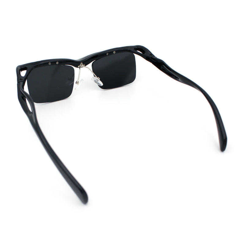 Aerodynamic Streamline Plastic Half Rim Rimless Rectangle Fashion Sunglasses
