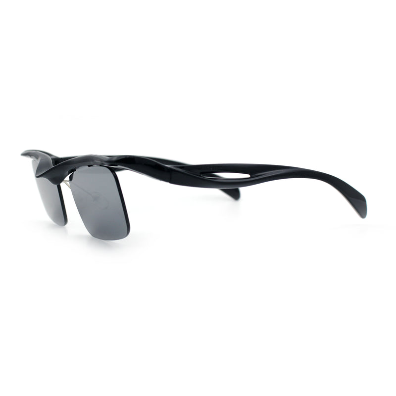Aerodynamic Streamline Plastic Half Rim Rimless Rectangle Fashion Sunglasses