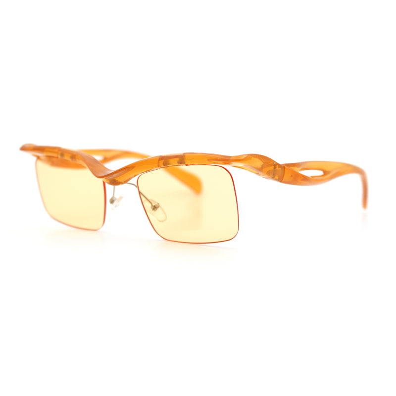 Aerodynamic Streamline Plastic Half Rim Rimless Rectangle Fashion Sunglasses