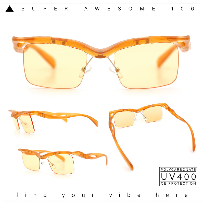 Aerodynamic Streamline Plastic Half Rim Rimless Rectangle Fashion Sunglasses