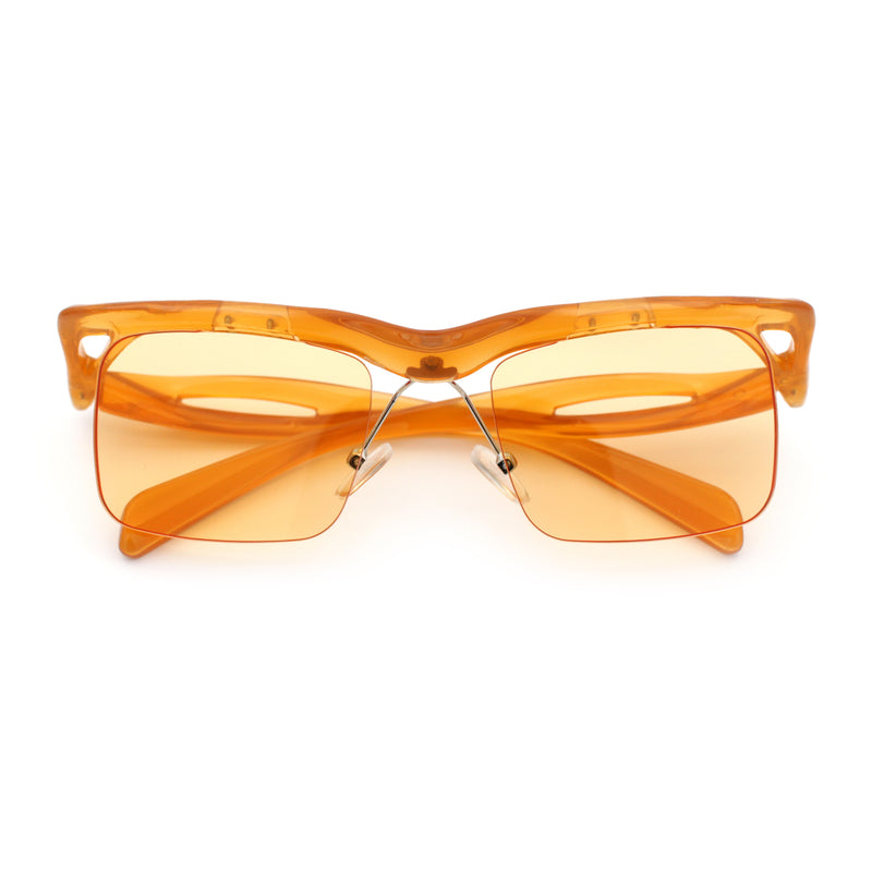 Aerodynamic Streamline Plastic Half Rim Rimless Rectangle Fashion Sunglasses