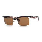 Aerodynamic Streamline Plastic Half Rim Rimless Rectangle Fashion Sunglasses
