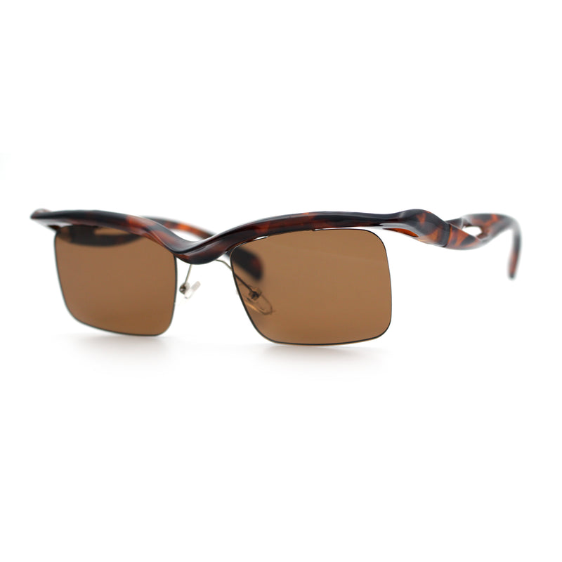 Aerodynamic Streamline Plastic Half Rim Rimless Rectangle Fashion Sunglasses