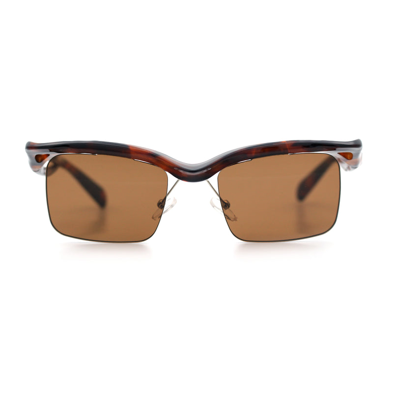 Aerodynamic Streamline Plastic Half Rim Rimless Rectangle Fashion Sunglasses