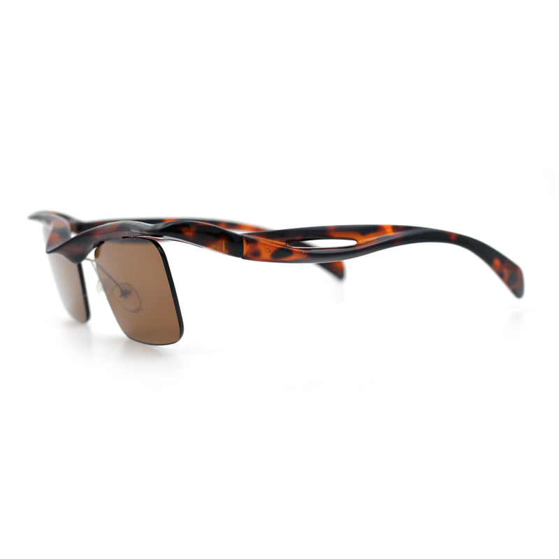 Aerodynamic Streamline Plastic Half Rim Rimless Rectangle Fashion Sunglasses