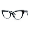 Womens 2-tone Color Design Horn Rim Cat Eye Clear Lens Fashion Eyeglasses