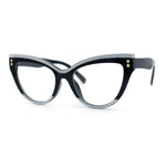 Womens 2-tone Color Design Horn Rim Cat Eye Clear Lens Fashion Eyeglasses