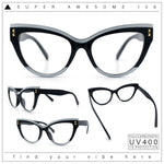 Womens 2-tone Color Design Horn Rim Cat Eye Clear Lens Fashion Eyeglasses