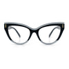 Womens 2-tone Color Design Horn Rim Cat Eye Clear Lens Fashion Eyeglasses