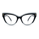 Womens 2-tone Color Design Horn Rim Cat Eye Clear Lens Fashion Eyeglasses