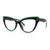 Womens 2-tone Color Design Horn Rim Cat Eye Clear Lens Fashion Eyeglasses