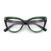 Womens 2-tone Color Design Horn Rim Cat Eye Clear Lens Fashion Eyeglasses