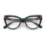 Womens 2-tone Color Design Horn Rim Cat Eye Clear Lens Fashion Eyeglasses