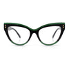 Womens 2-tone Color Design Horn Rim Cat Eye Clear Lens Fashion Eyeglasses