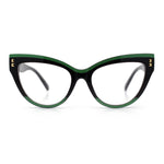 Womens 2-tone Color Design Horn Rim Cat Eye Clear Lens Fashion Eyeglasses