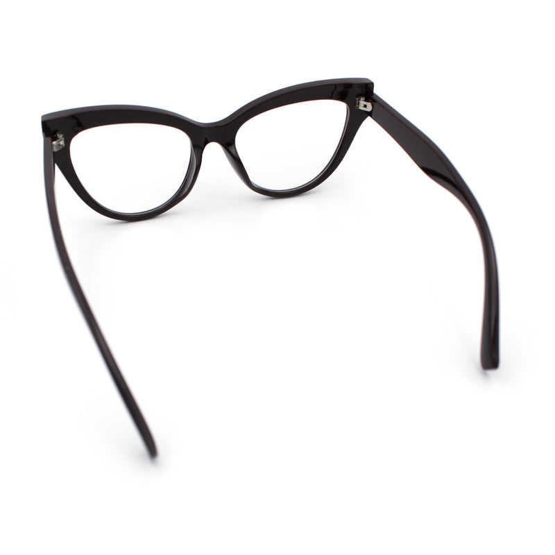 Womens 2-tone Color Design Horn Rim Cat Eye Clear Lens Fashion Eyeglasses