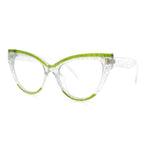 Womens 2-tone Color Design Horn Rim Cat Eye Clear Lens Fashion Eyeglasses