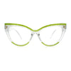Womens 2-tone Color Design Horn Rim Cat Eye Clear Lens Fashion Eyeglasses