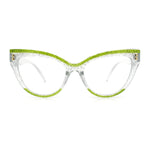 Womens 2-tone Color Design Horn Rim Cat Eye Clear Lens Fashion Eyeglasses