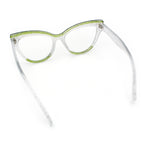 Womens 2-tone Color Design Horn Rim Cat Eye Clear Lens Fashion Eyeglasses