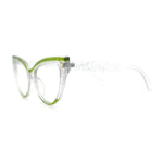 Womens 2-tone Color Design Horn Rim Cat Eye Clear Lens Fashion Eyeglasses