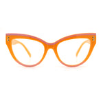 Womens 2-tone Color Design Horn Rim Cat Eye Clear Lens Fashion Eyeglasses