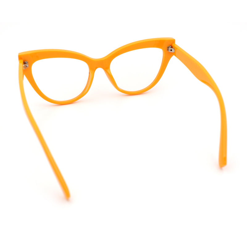 Womens 2-tone Color Design Horn Rim Cat Eye Clear Lens Fashion Eyeglasses