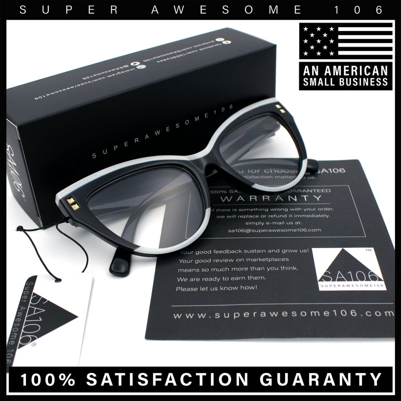 Womens 2-tone Color Design Horn Rim Cat Eye Clear Lens Fashion Eyeglasses