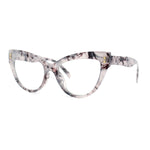 Womens 2-tone Color Design Horn Rim Cat Eye Clear Lens Fashion Eyeglasses