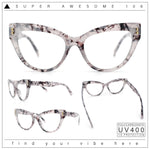 Womens 2-tone Color Design Horn Rim Cat Eye Clear Lens Fashion Eyeglasses