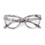 Womens 2-tone Color Design Horn Rim Cat Eye Clear Lens Fashion Eyeglasses